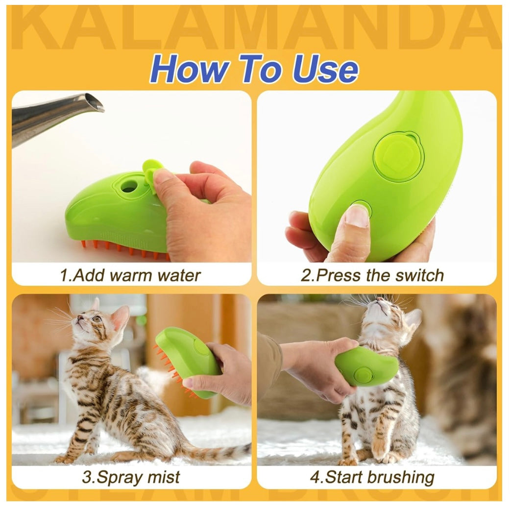 3 in 1 Cat & Dog Steam Brush Rechargeable Anti-Static Pet Spray Hair Removal Comb for Shedding