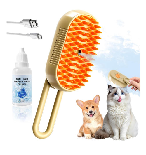 3 in 1 Cat & Dog Steam Brush Rechargeable Anti-Static Pet Spray Hair Removal Comb for Shedding