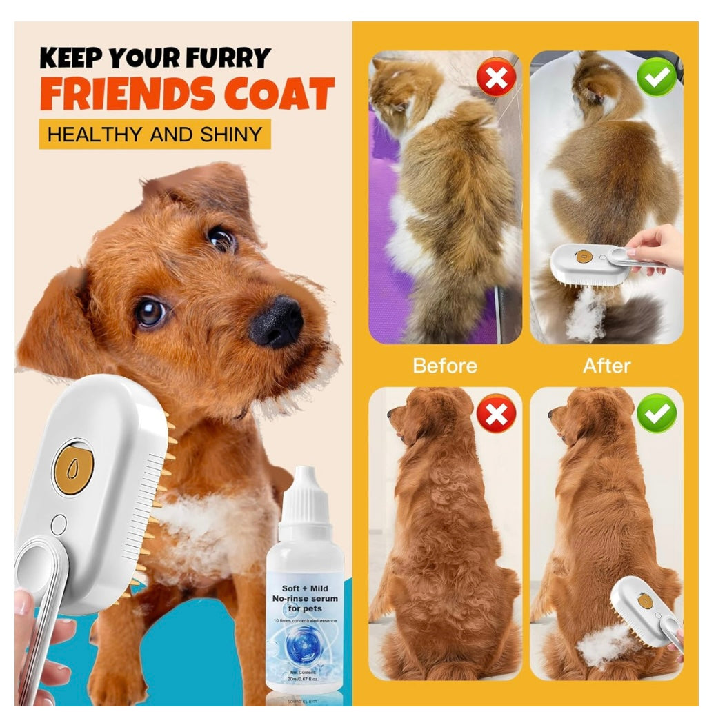 3 in 1 Cat & Dog Steam Brush Rechargeable Anti-Static Pet Spray Hair Removal Comb for Shedding